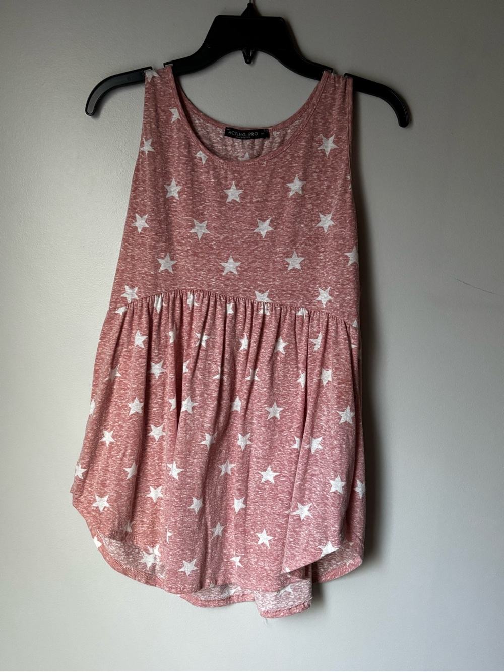 Acting Pro Pink Star Print Sleeveless Peplum Tank Top